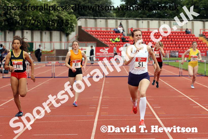 Senior girls 400 metres hurdles, English Schools Track and Field. Photo: David T. Hewitson/Sports for All Pics